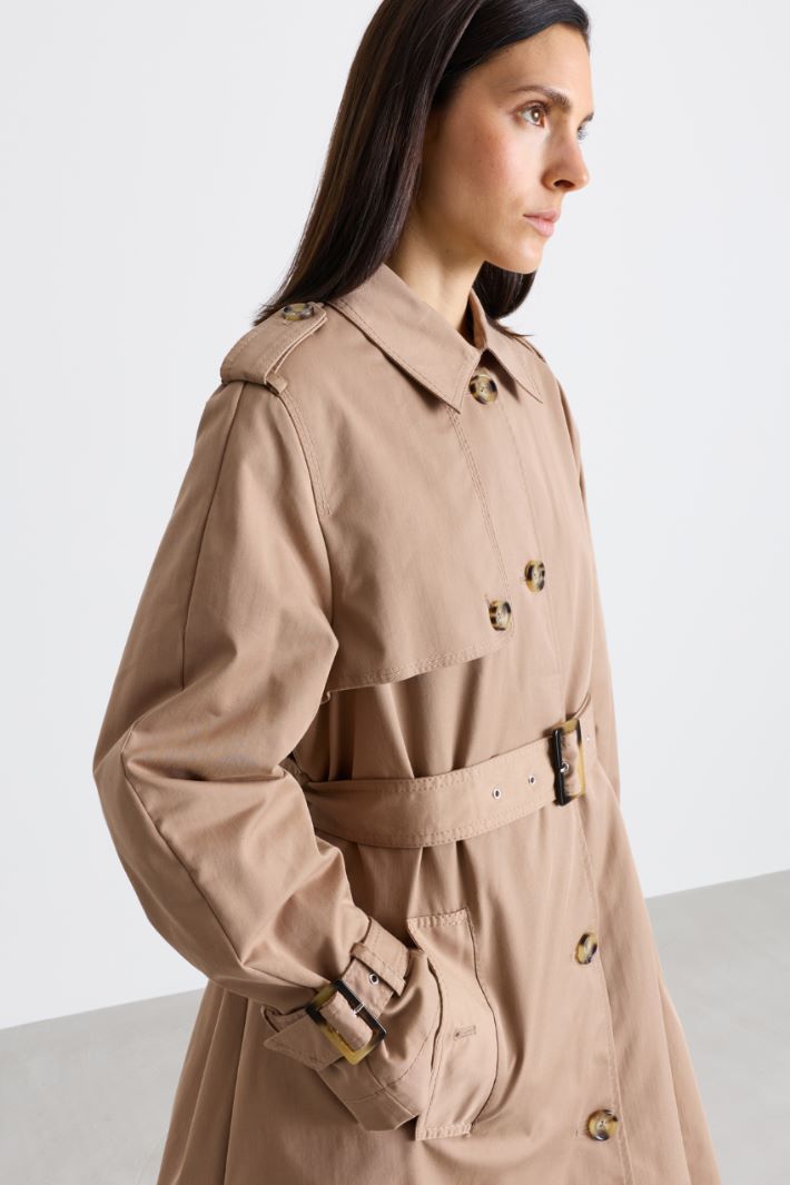 Single-breasted Gabardine Trench Coat - CAMEL - Intrend - 3