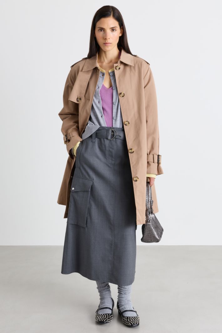 Single-breasted Gabardine Trench Coat - CAMEL - Intrend
