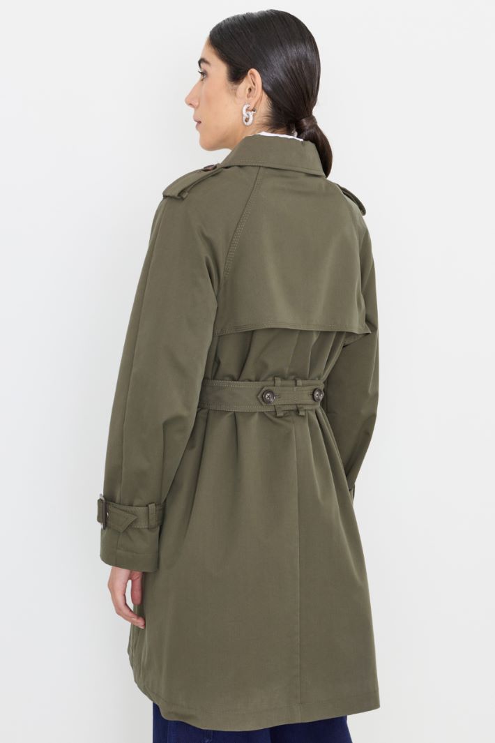 Single-breasted Gabardine Trench Coat - GREEN - Intrend - 4