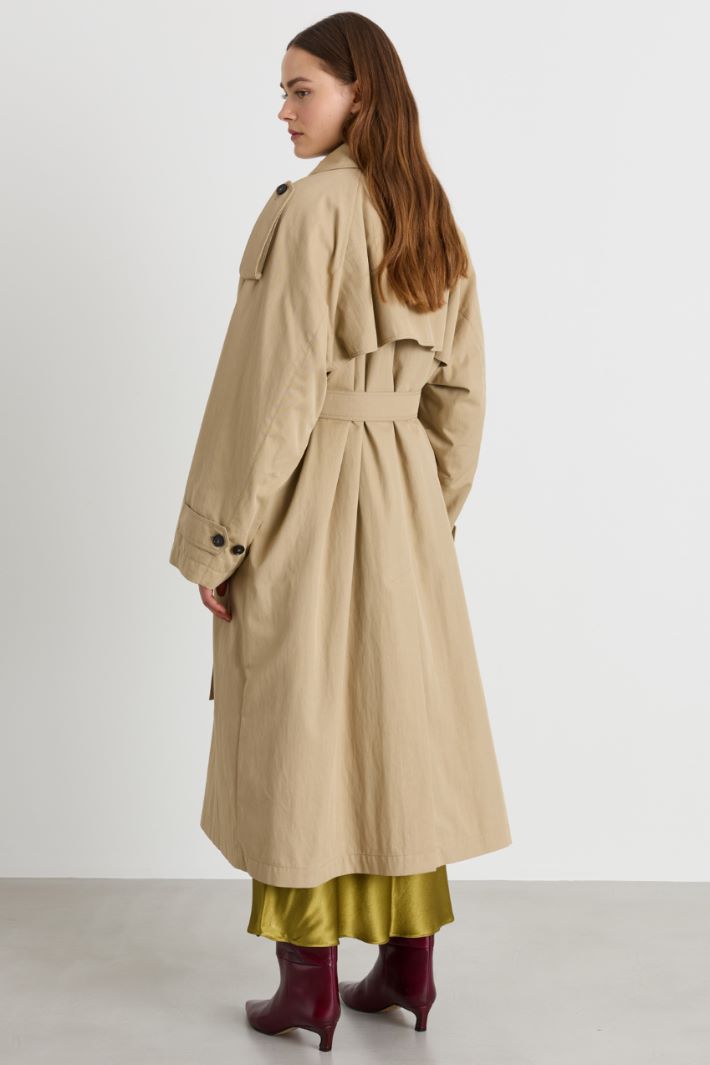 Water-repellent gabardine trench coat - BEIGE - Intrend - 5
