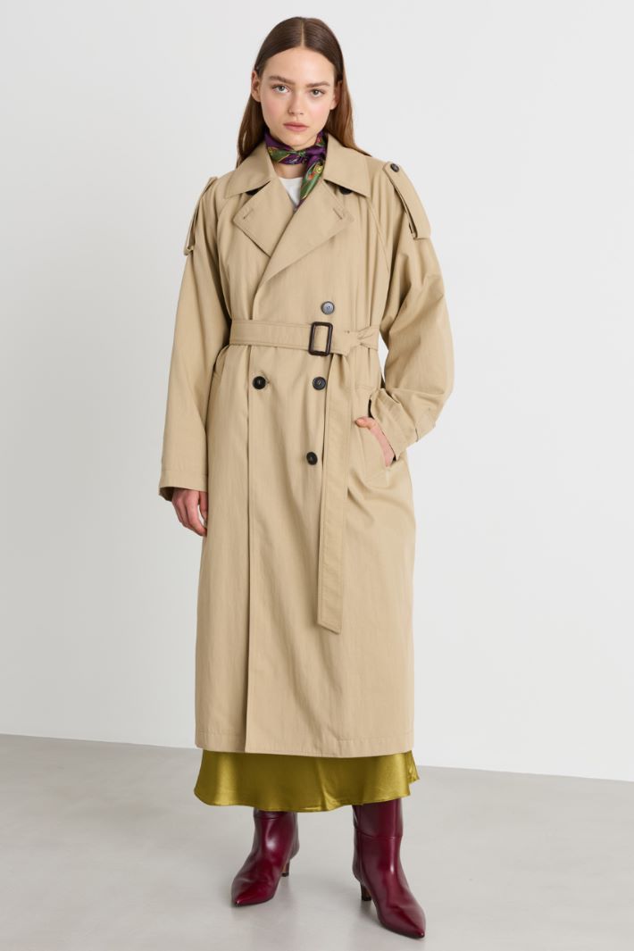 Water-repellent gabardine trench coat - BEIGE - Intrend - 2