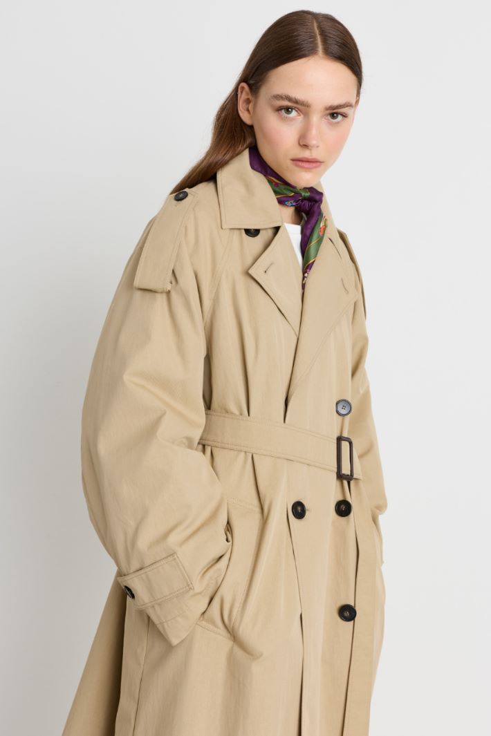 Water-repellent gabardine trench coat - BEIGE - Intrend - 3