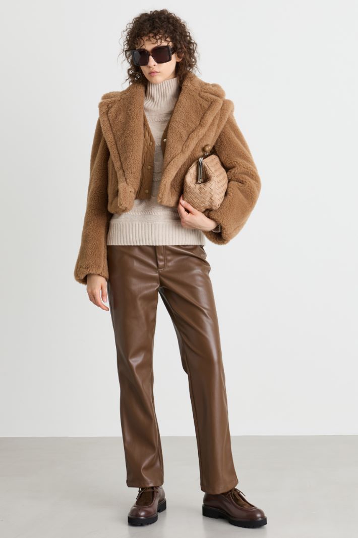 Cappotto e gilet crop 2-in-1 in tessuto morbido e caldo - CAMMELLO - Intrend