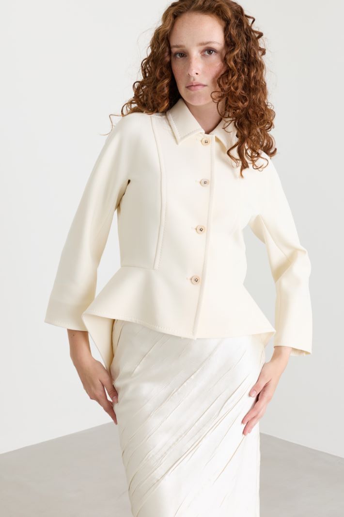 Sablé peplum jacket - WHITE - Intrend - 2