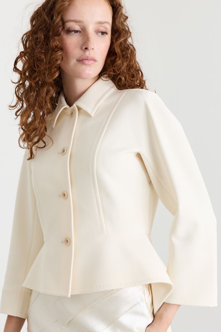 Sablé peplum jacket - WHITE - Intrend - 3