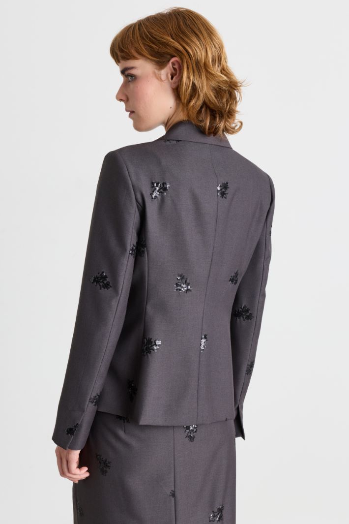 Blazer mit Paillettenstickerei - GRAU - Intrend - 4