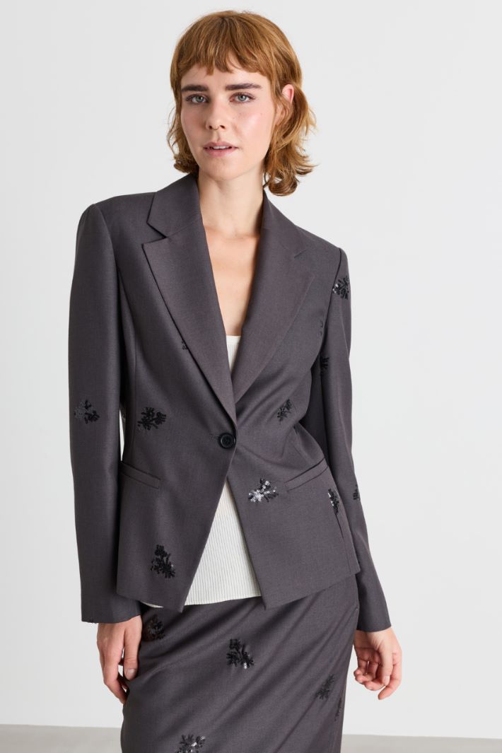 Blazer mit Paillettenstickerei - GRAU - Intrend - 2