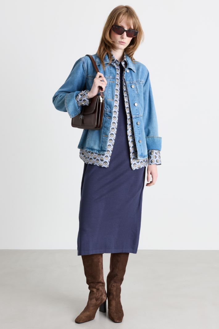 Veste en jean à surpiqûres - BLEU CLAIR - Intrend
