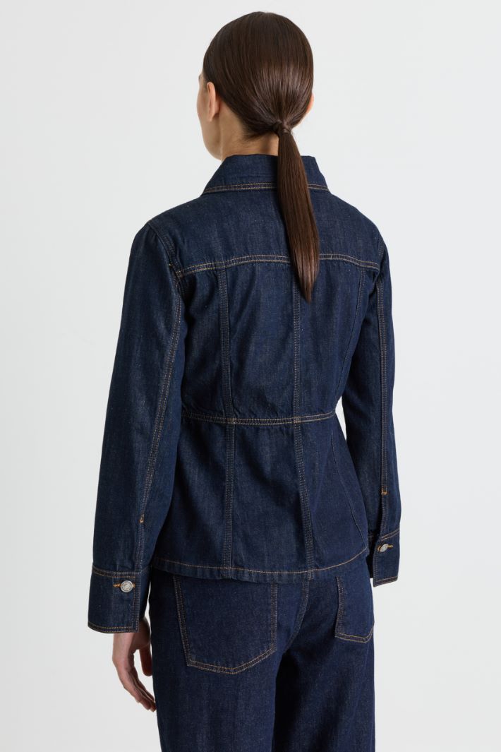 Denim jacket with contrast topstitching - BLUE - Intrend - 4