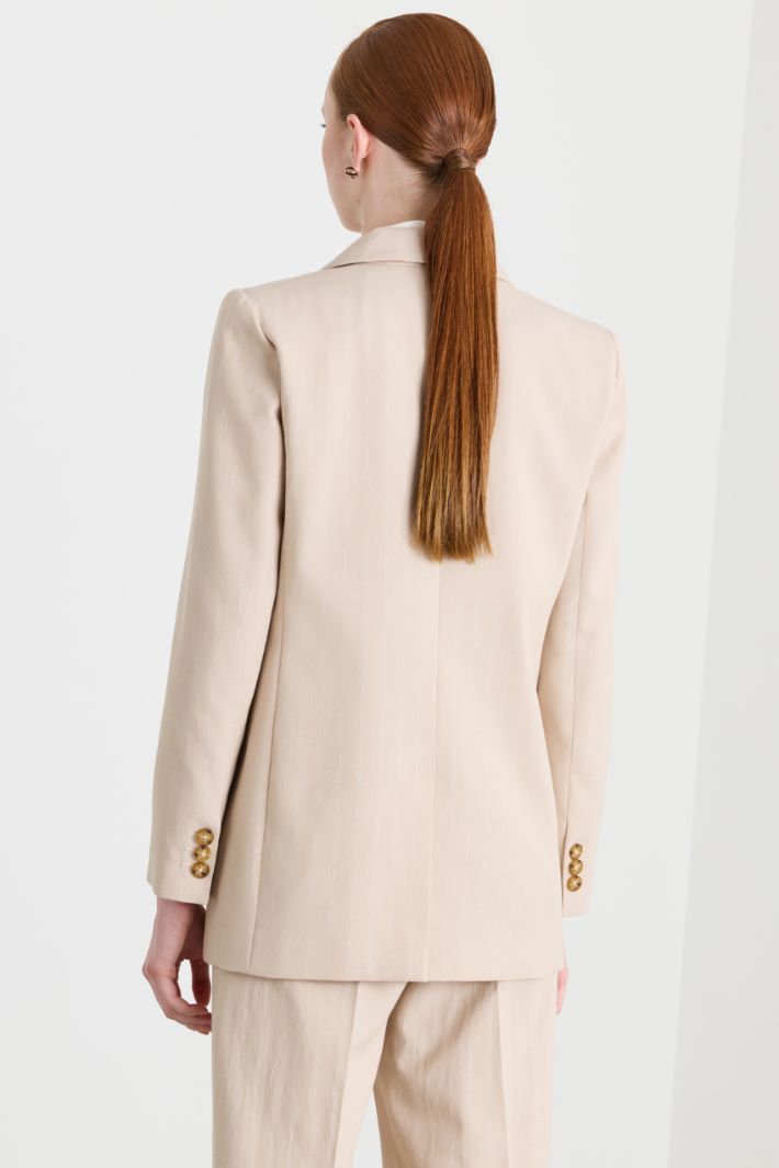 Pinstripe gabardine blazer - BEIGE - Intrend - 4