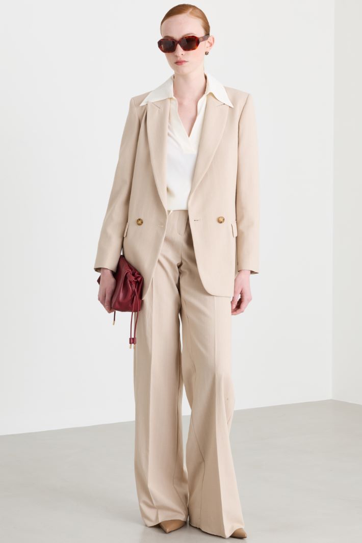 Pinstripe gabardine blazer - BEIGE - Intrend