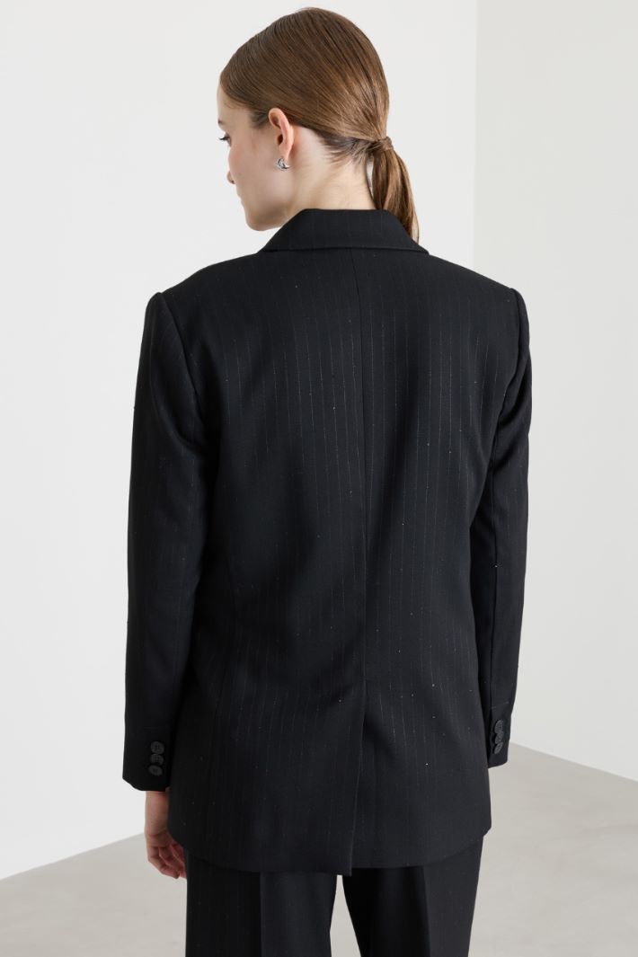 Sequinned pinstripe blazer - BLACK - Intrend - 4