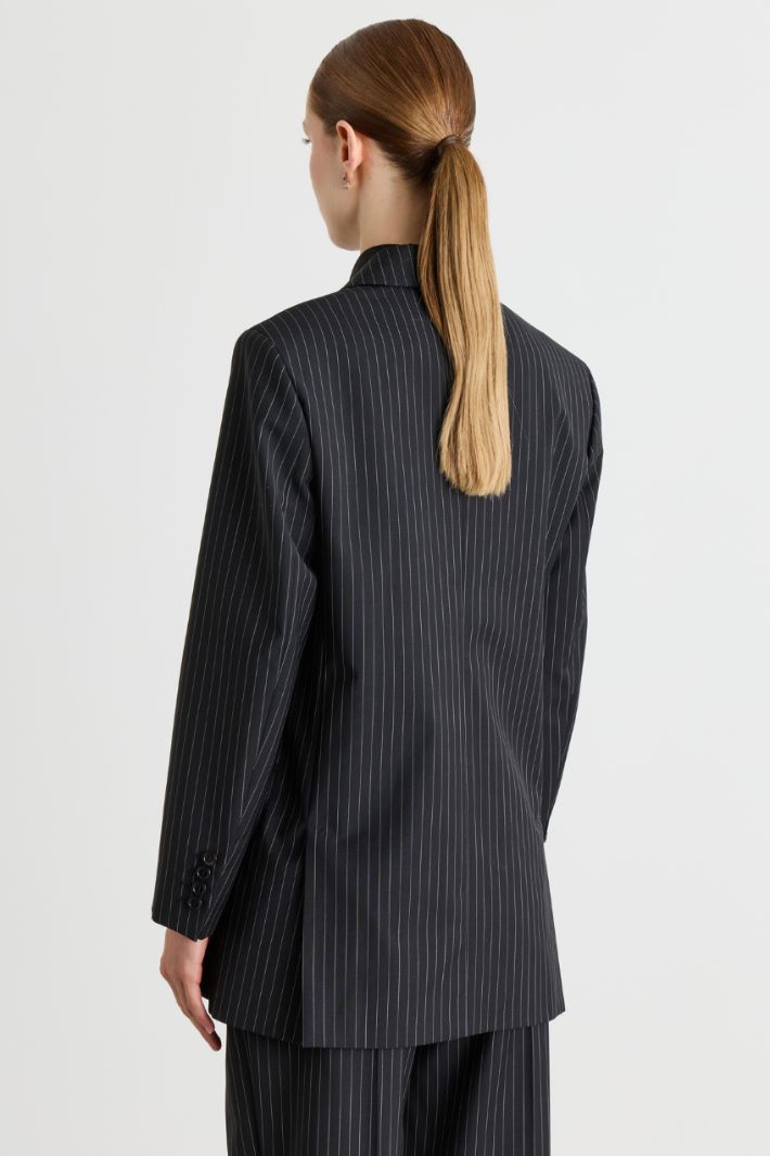 Pinstripe double-breasted blazer - BLACK - Intrend - 4