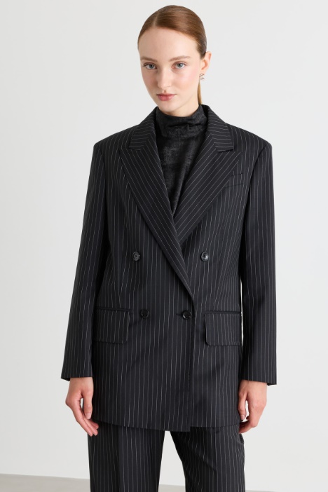 Pinstripe double-breasted blazer - Intrend