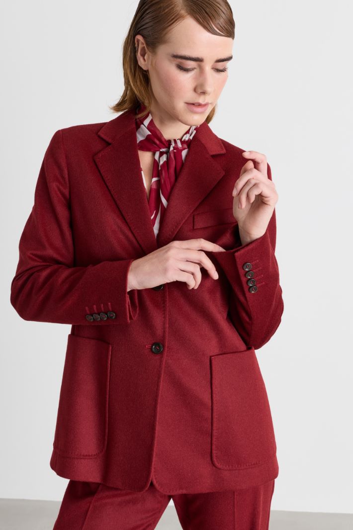 Baby Camel Drap Blazer - BORDEAUX - Intrend - 3