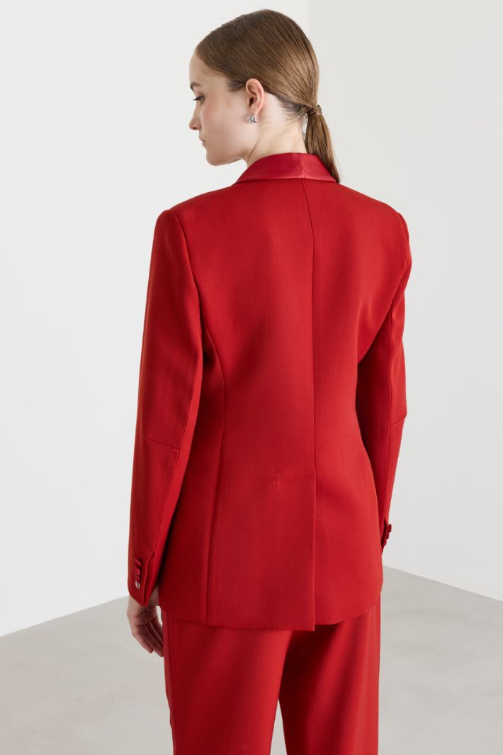 Blazer smoking in gabardina e raso - ROSSO - Intrend - 4