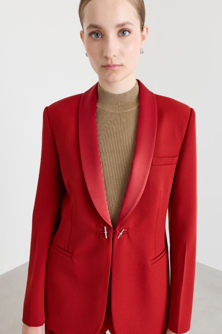 Blazer smoking in gabardina e raso - ROSSO - Intrend - 3