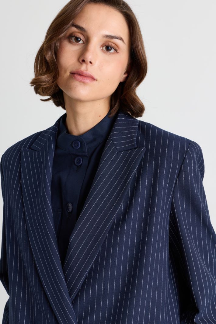 Blazer gessato - BLU - Intrend - 3