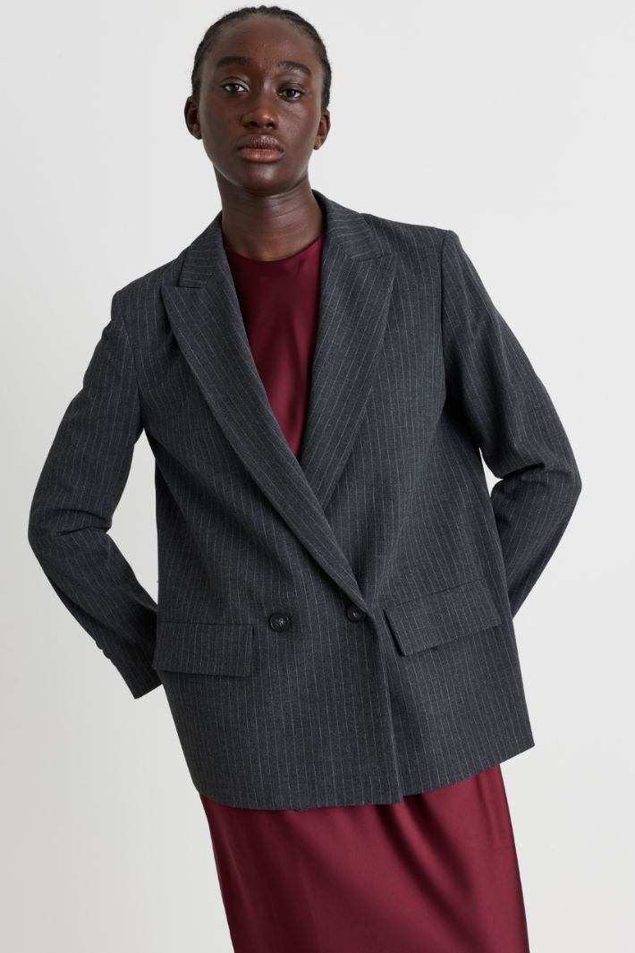 Pinstripe blazer - GREY - Intrend - 2