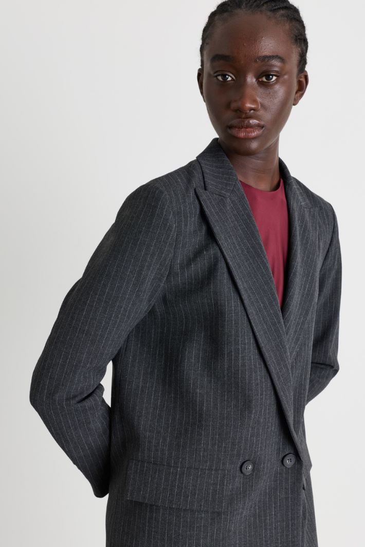 Pinstripe blazer - GREY - Intrend - 3