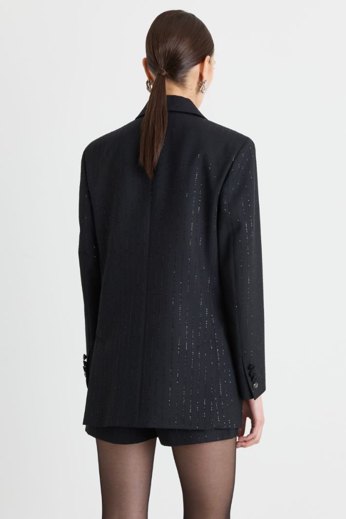 Double-breasted serge blazer - BLACK - Intrend - 4