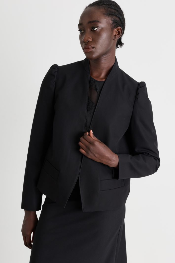 Open-front twill jacket - BLACK - Intrend - 2