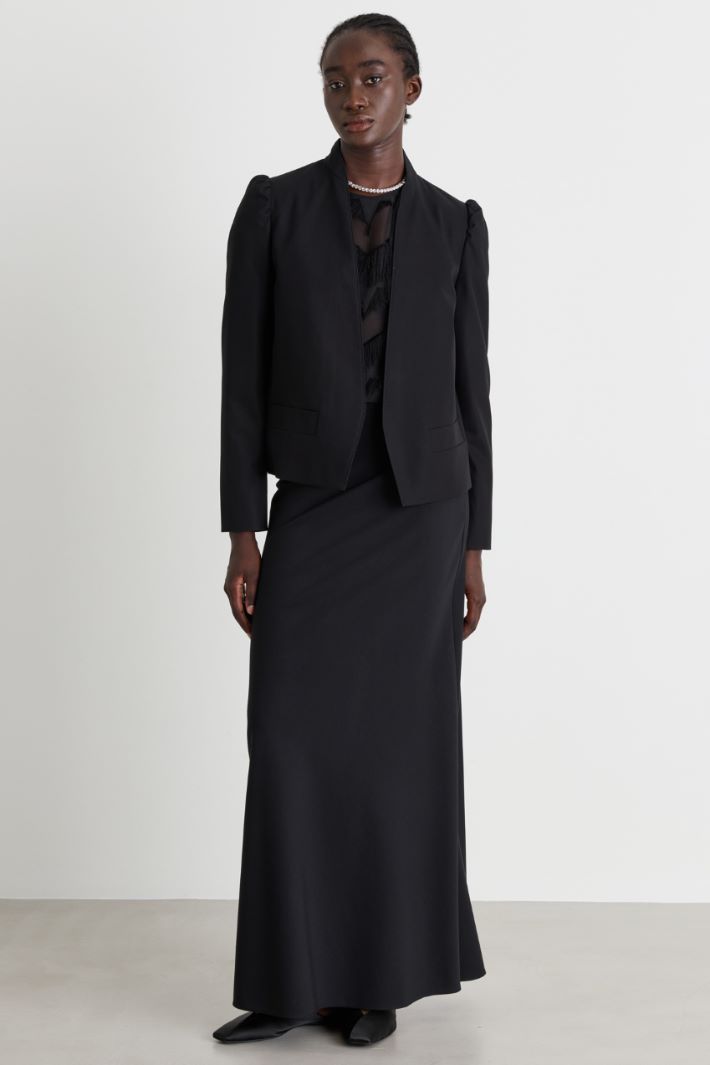 Open-front twill jacket - BLACK - Intrend
