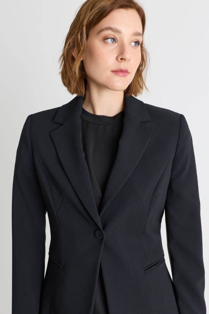 Slim-fit single-button blazer - BLACK - Intrend - 3