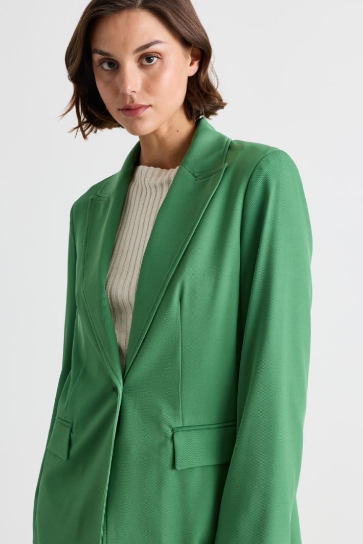 Fluid twill blazer - GREEN - Intrend - 3