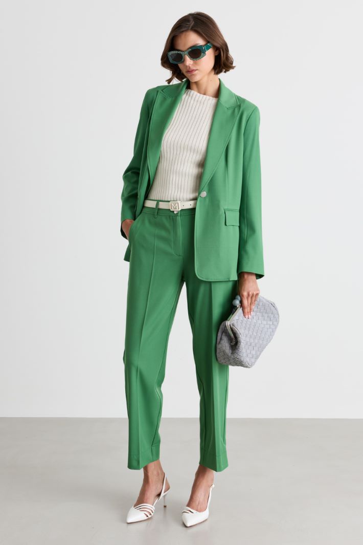 Fluid twill blazer - GREEN - Intrend