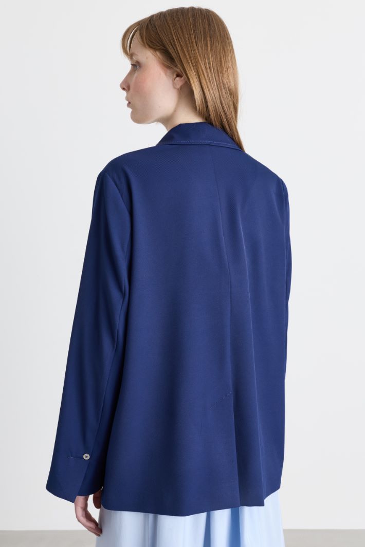 Blazer in twill fluido - BLU - Intrend - 4