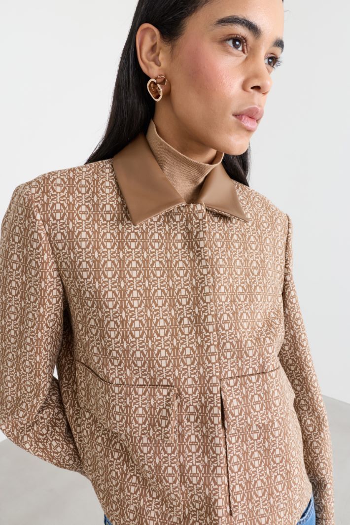 Giacca boxy in jacquard - CAMMELLO - Intrend - 3