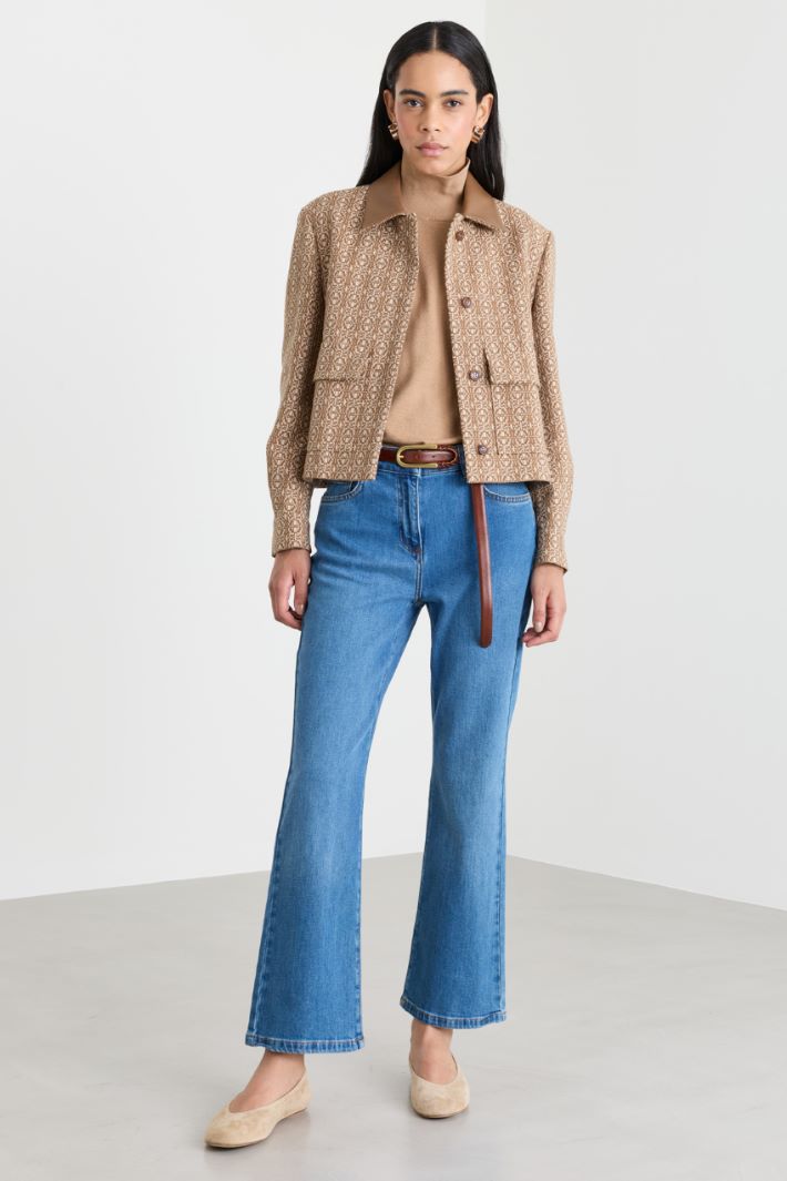Giacca boxy in jacquard - CAMMELLO - Intrend