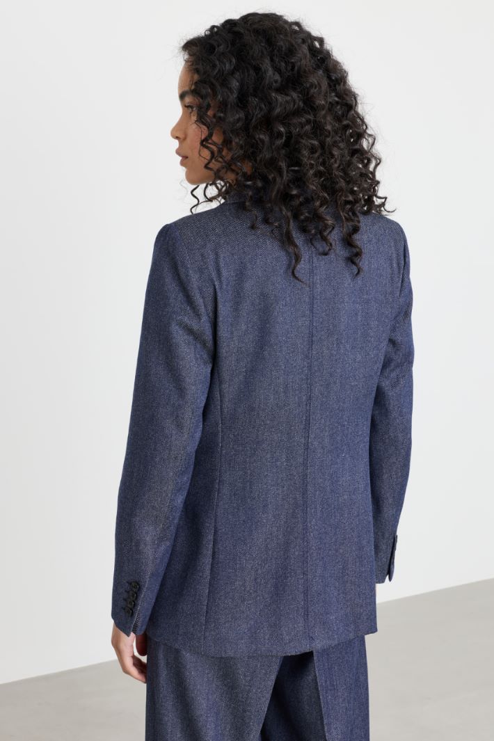 Denim-effect blazer - BLUE - Intrend - 4