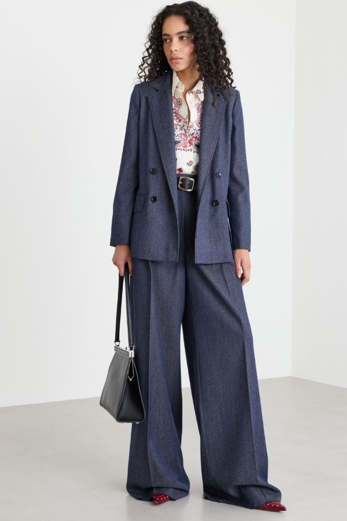 Denim-effect blazer - BLUE - Intrend