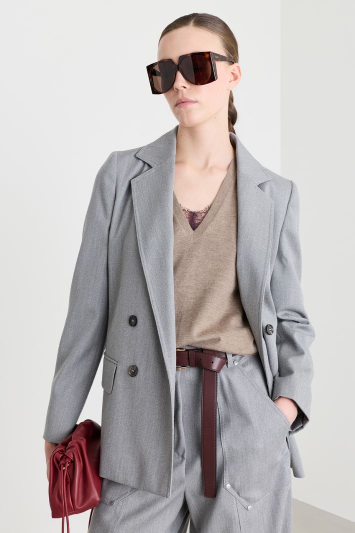 Denim-effect blazer - GREY - Intrend - 2