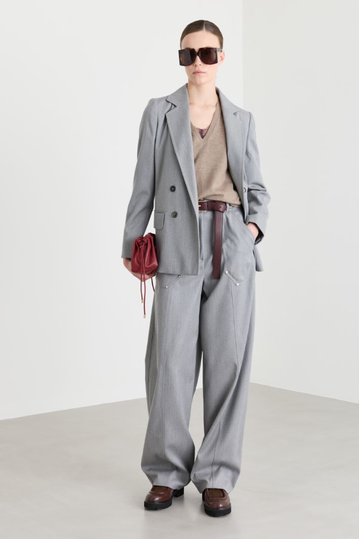 Denim-effect blazer - GREY - Intrend