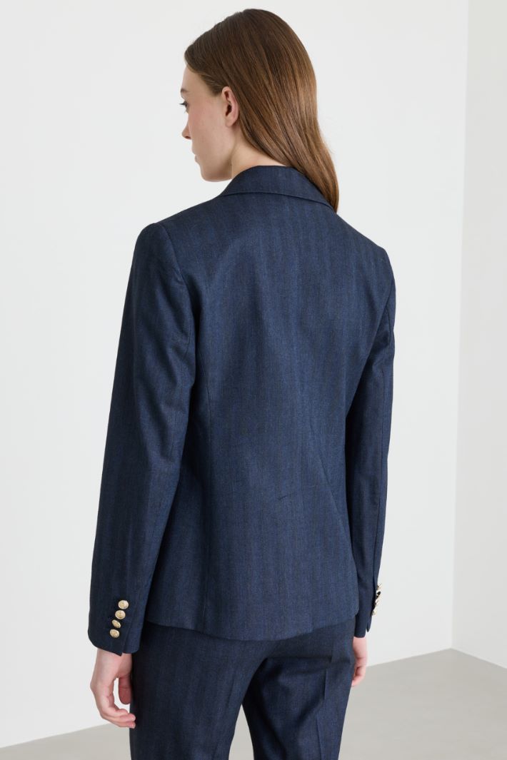 Blazer in gabardina effetto jeans - BLU - Intrend - 4