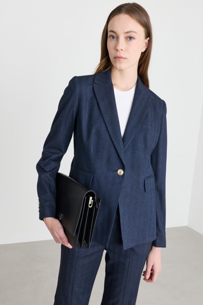 Blazer in gabardina effetto jeans - BLU - Intrend - 2