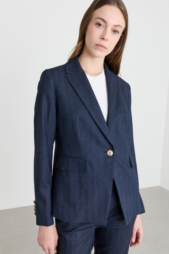 Blazer in gabardina effetto jeans - BLU - Intrend - 3