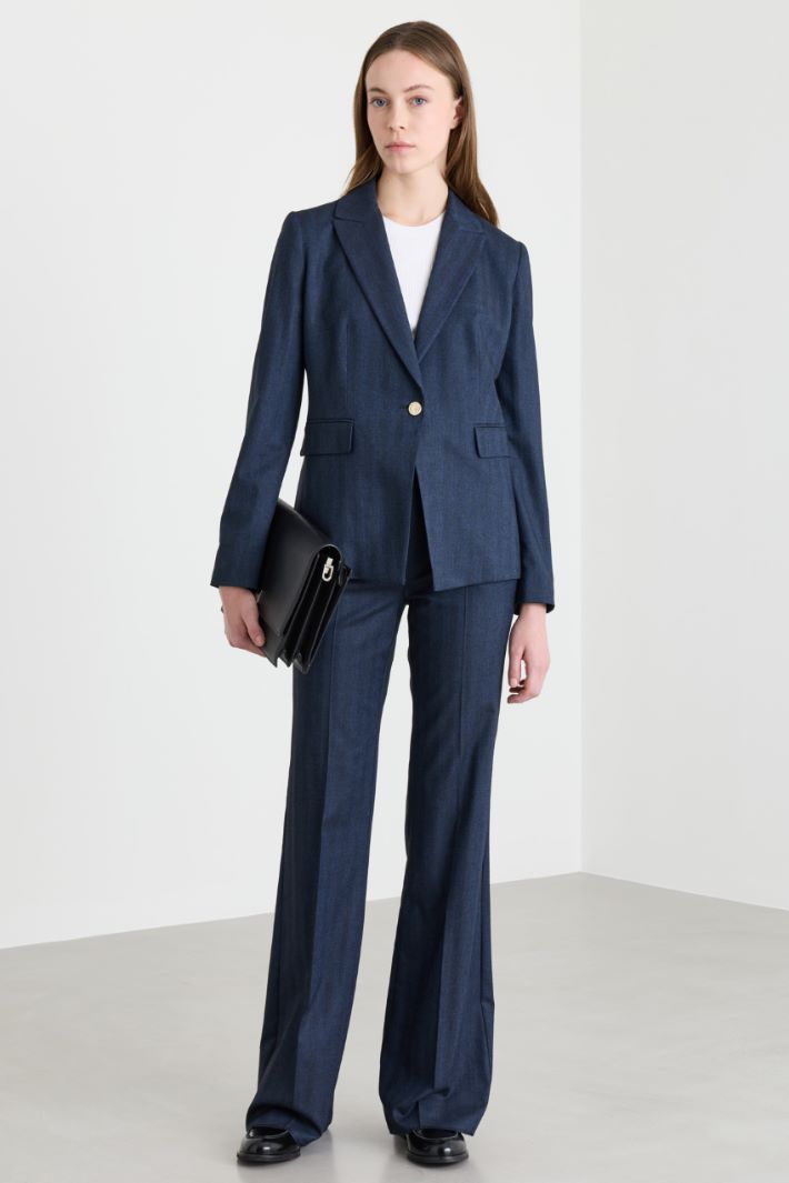 Blazer in gabardina effetto jeans - BLU - Intrend