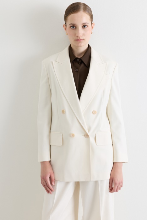Double-Breasted Blazer in Stretch Canvas - Intrend