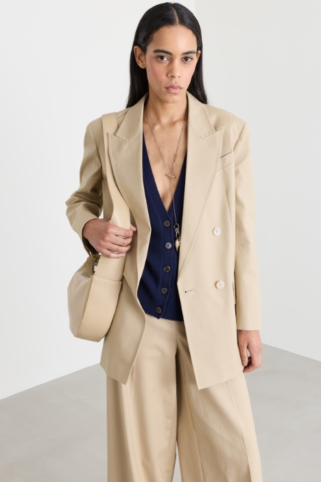 Double-Breasted Blazer in Stretch Canvas - Intrend