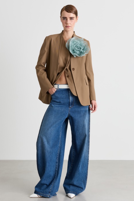 Chaqueta de sarga con cuello de tirilla - Intrend