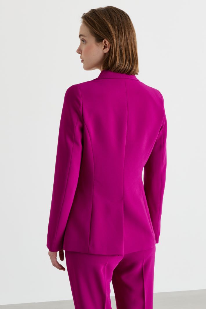 Single-Breasted Cady Blazer - FUCHSIA - Intrend - 4