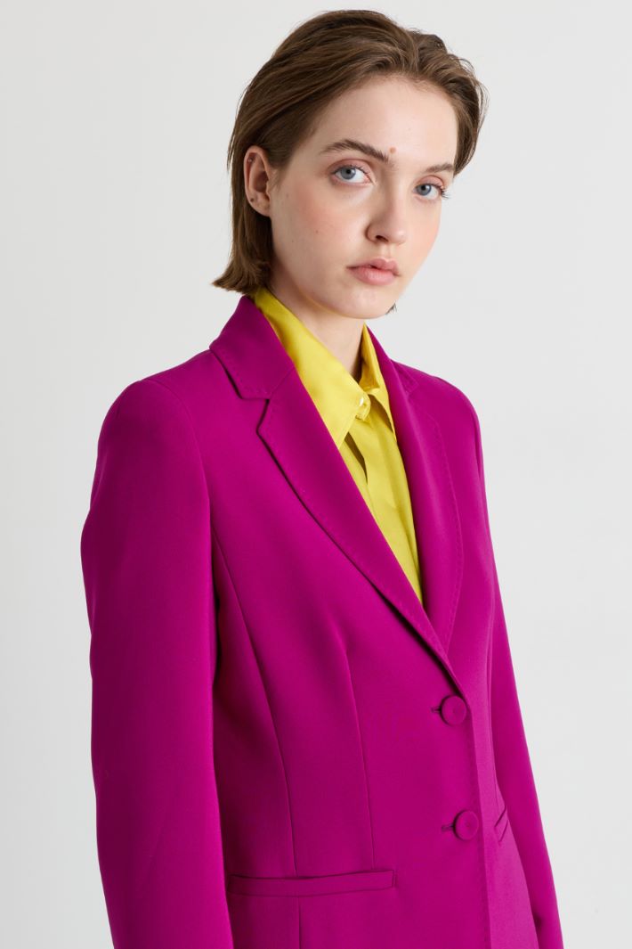 Single-Breasted Cady Blazer - FUCHSIA - Intrend - 3