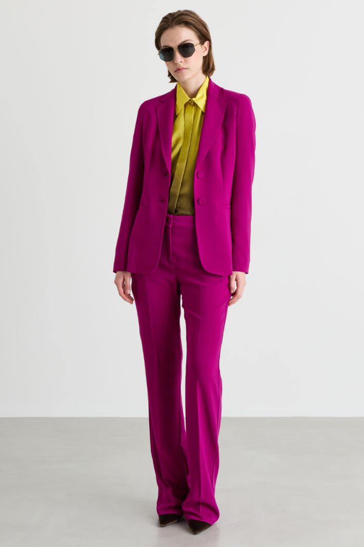 Single-Breasted Cady Blazer - FUCHSIA - Intrend