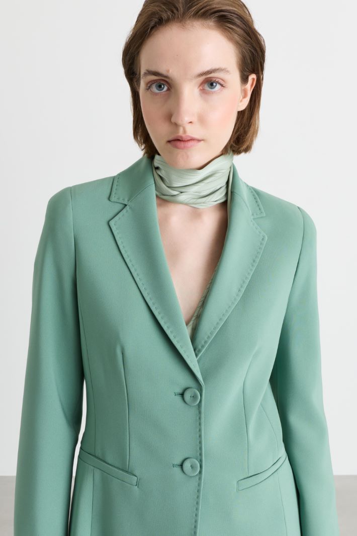 Single-Breasted Cady Blazer - GREEN - Intrend - 3
