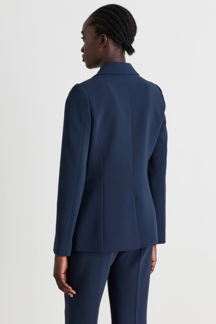Single-Breasted Cady Blazer - BLUE - Intrend - 4