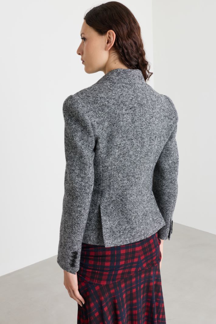 Tweed blazer with breast pocket - GREY - Intrend - 4